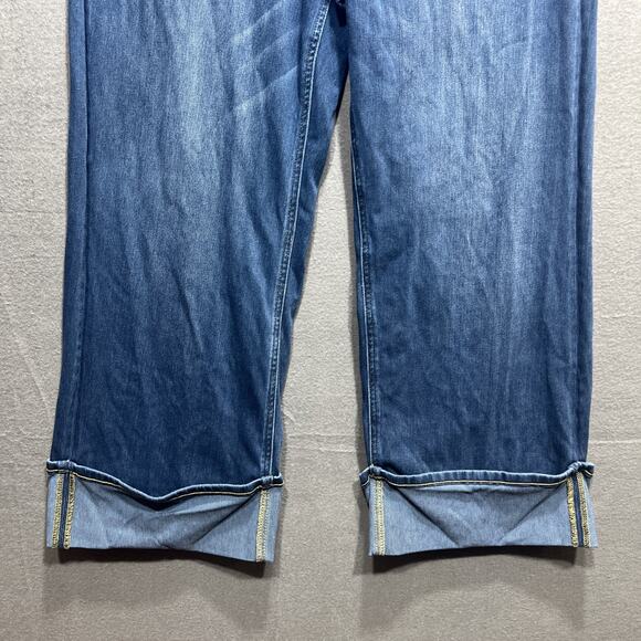 Halara Flex High Waisted Pockets Rolled Hem Wide Leg Boho Blue Spruce Size L - Picture 6 of 13